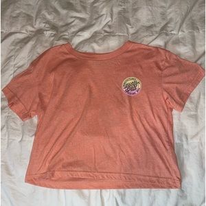 Santa Cruz Logo Cut Off Crop Top T-Shirt, Small, Burnt Orange.